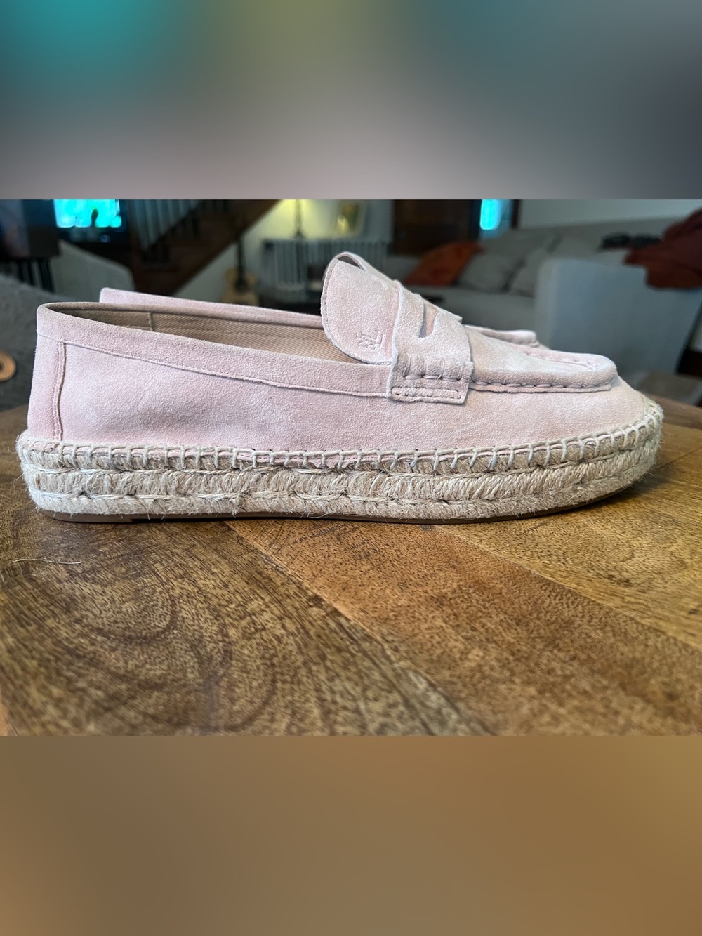 Ralph Lauren Pink Suede Luize Penny Loafers